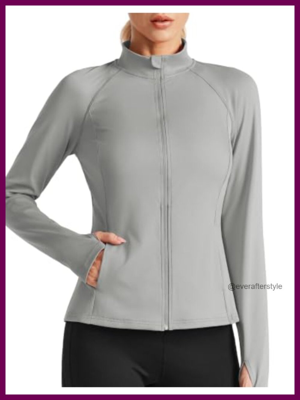 Women's Zip Up Athletic Jacket with 4 Pockets Thumbholes UPF 50+